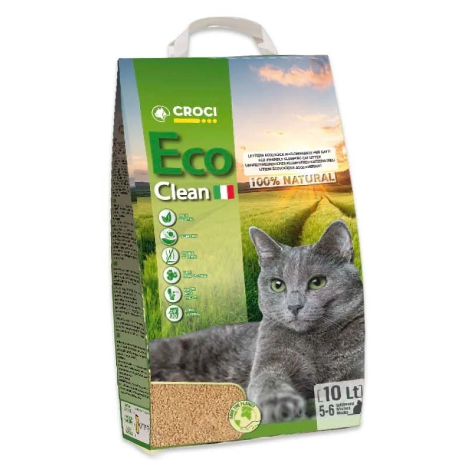 Litière végétale agglomérante pour chat - Croci Eco Clean